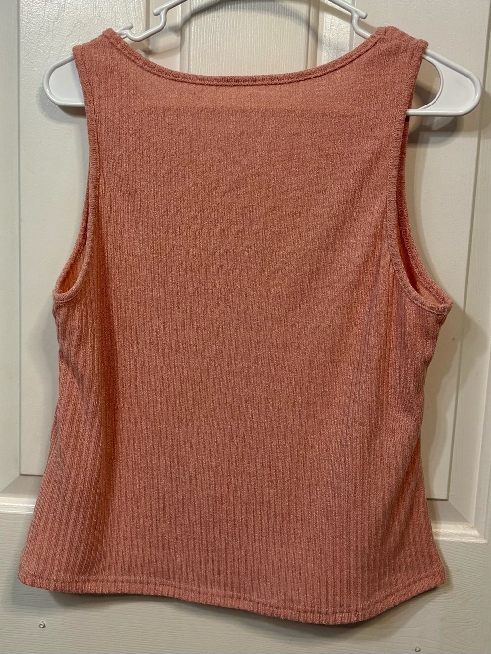 Women’s Ribbed Button Tank Top - Dusty Rose - Picture 2 of 2